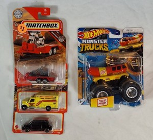 Hot Wheels Monster Trucks Oscar Mayer Wienermobile  3 Matchbox Vehicles  New Carded
