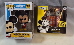 Disney Mickey Mouse Collectibles Lot  Funko Pop #1187 & 90th Anniversary PEZ Gift Set