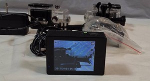 HD 1080P Action Camera with Waterproof Housings, Mounts & Power Adapter