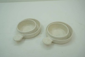Vintage USA Robert Weiss Speckled Stoneware Soup and Cracker Bowls (2ct)