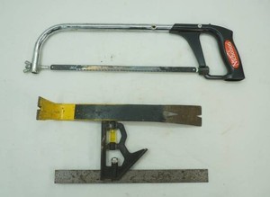 Hand Tools Pry Bar, Hack Saw, Square Level
