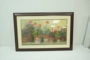 Framed Art Print Kathleens Geraniums by Carol Rowan  35.5x23.5