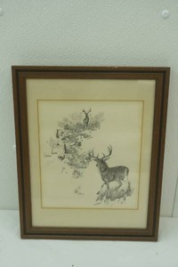 framed art print 12.5x15.5 (drypoint etching Reinhold H. Palenske) (The Intruder)