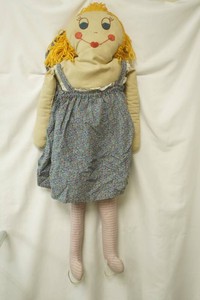 primitive rag doll 44 tall with straps for your feet to make it walk with you