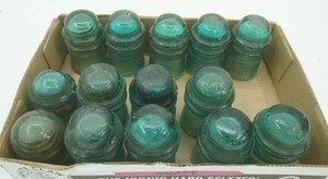 Vintage Glass Electrical Insulators (medium green glass)
