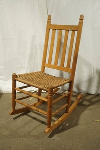 vintage slat back rocker with wicker seat