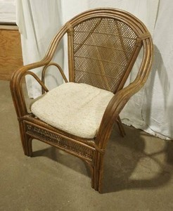 vintage mid century bohemian rattan and wicker armchair