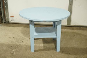 blue wooden round table (lightweight 24 diameter by 18 tall)