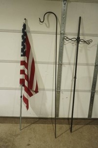 American Flag & Pole Shepherds Hook, Plant Stand Pole