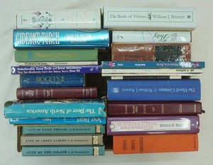 large assortment of books mostly religeous