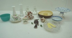 variety of home decor and glassware