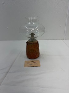 vintage stoneware jug Yaeger Valley Pottery oil lamp