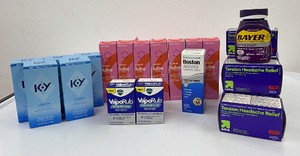 Large lot of Vicks Vapor Rub, Up and Up brand ibuprofen , Hybrid lube, KY Jelly and more all products are new