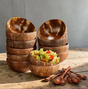 Brand New 24 Pcs Coconut Shell Bowls Polished Wooden Bowls Natural for Smoothie Acai Salad Vegan Gifts Kitchen Decor