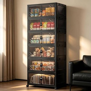 Brand New inbox Foldable Storage Cabinet with Wheels & Lid, 291QT Extra Large Stackable Organizer, No Tool Required, Storage Cabinet for Garage, Home Office, Pantry, Kitchen, Dorm