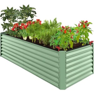 Brand New Outdoor Metal Raised Garden Bed for Vegetables, Flowers, Herbs - 8x4x2ft- Sage Green