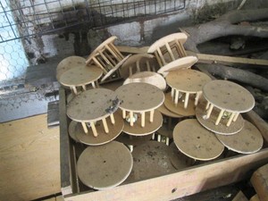 Bundle of wood framed ice fishing a...