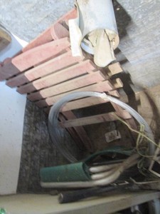 Portable wood table, camping stool,...