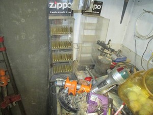 Zippo retail displays, Empty rifle ...