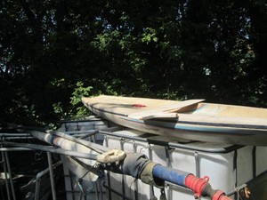 Vintage Windsurfing boat with damag...