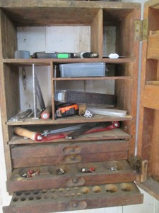 Wooden wall mounting tool cabinet w...