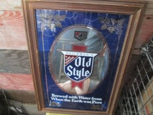 Old Style framed bar back mirror...
