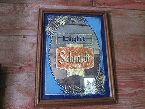Light Schmidt Beer framed bar back ...
