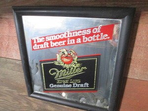 Miller Genuine Draft framed bar bac...