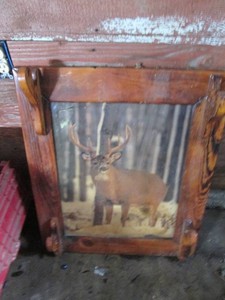 Wood Framed Buck print wall mounted...