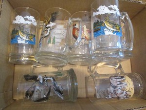 Lot of 7 Schmidt wildlife glassware...
