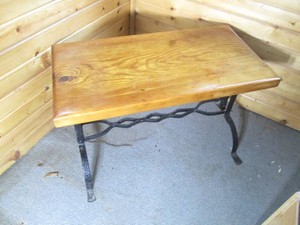 Cast Iron base wood top coffee tabl...