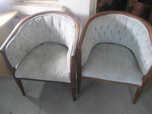Pair of padded and upholstered vint...