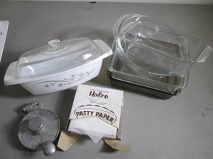 Vintage hamburger press with paper,...