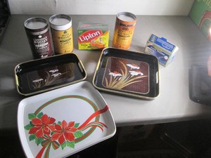 Decorative serving trays, vintage s...