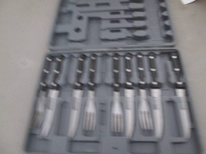 Camping knives and fork kit with ha...