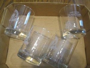 4-Imported Black Velvet lowball gla...