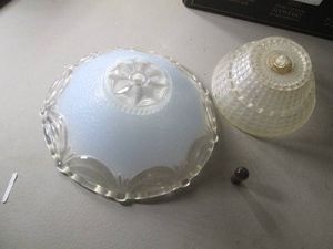 Vintage glass and plastic lamp shad...