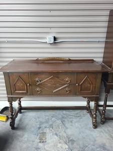 Vintage Jacobean Style Walnut Sideboard Buffet Server with Turned Legs