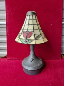 Cordless Tiffany Style Table Lamp Floral Stained Glass Shade
