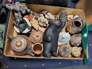Lot of South American Folk Art Pottery Animal Figurines Decor