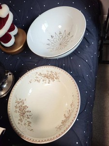 Vintage English Semi Porcelain Serving Bowls Floral Oval Mismatched Set
