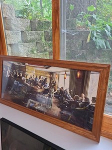 Framed Bar Scene Print Wall Art The Lincoln Del Wood Frame 39in