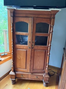 Antique Victorian Marble Top Display Cabinet Bookcase 2-Drawer