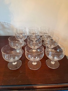 Vintage Clear Stemmed Sherbet Coupe Dessert Glasses Matching Set