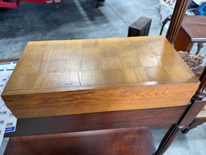 Large Unmarked Wooden Staunton Chess Set with Hinged Storage Box