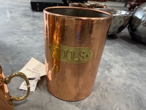 Vintage Copper & Brass Kitchenware Decor Lot Teapot Mugs Tool Crock