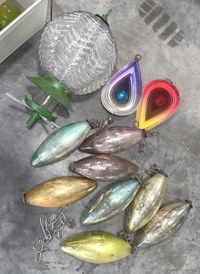 Lot of Vintage Mercury Glass Ornaments & Wind Spinner Garden Decor
