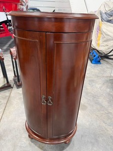 Mahogany Finish Freestanding Jewelry Armoire Cabinet With 6 Drawers