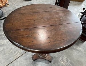 Rustic Round Wood Pedestal Accent Side Table Dark Brown 34in Dia