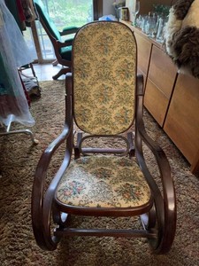 Vintage Bentwood Style Upholstered Parlor Rocking Chair Floral